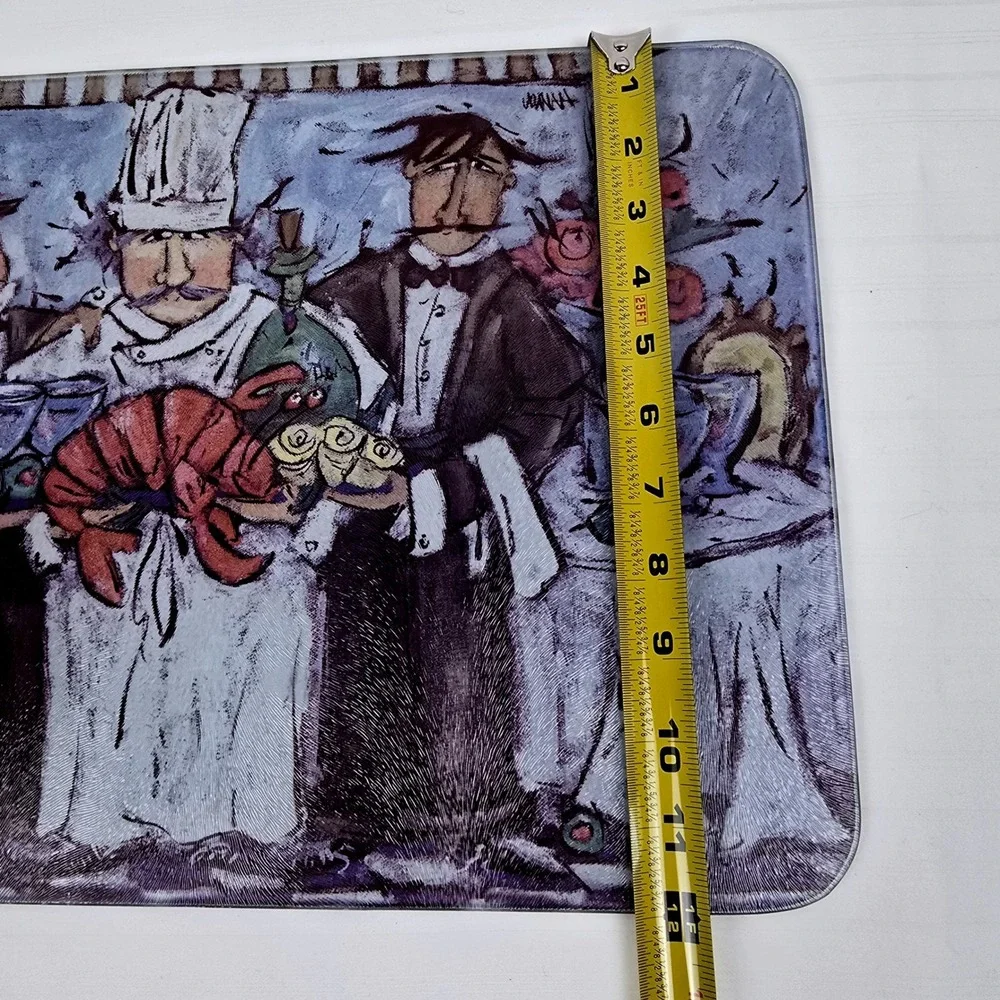 Whimsical Chef Lobster Glass Cutting/Serving Board Bistro Kitchen Decor Coastal‎